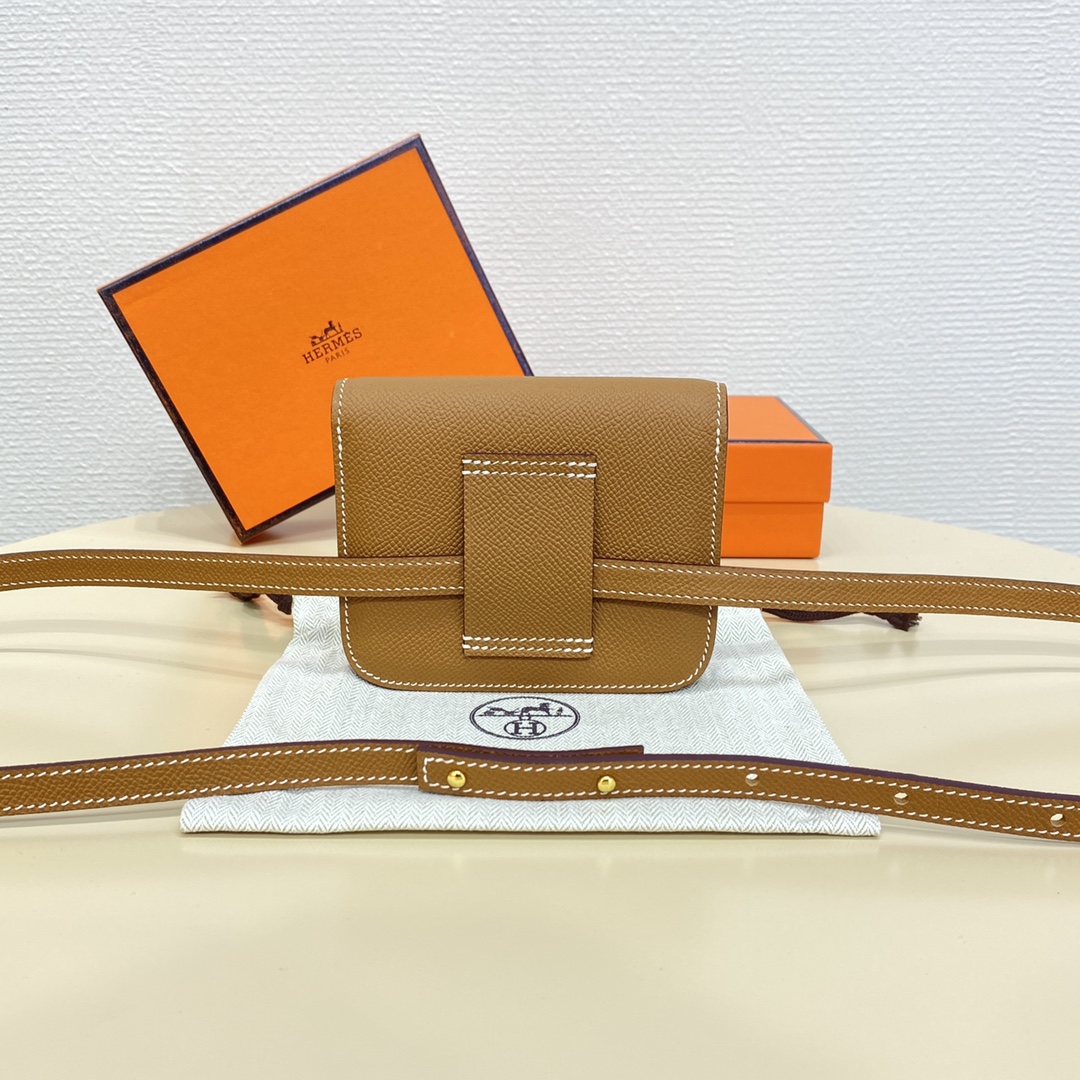 Hermes Constance Slim Wallet Belt Bag In Brown Epsom Leather